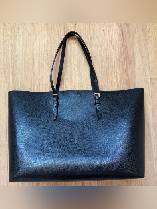 Yves Saint Laurent Handbags - Yves Saint Laurent Black Leather Tote with Gold Buckle Accents